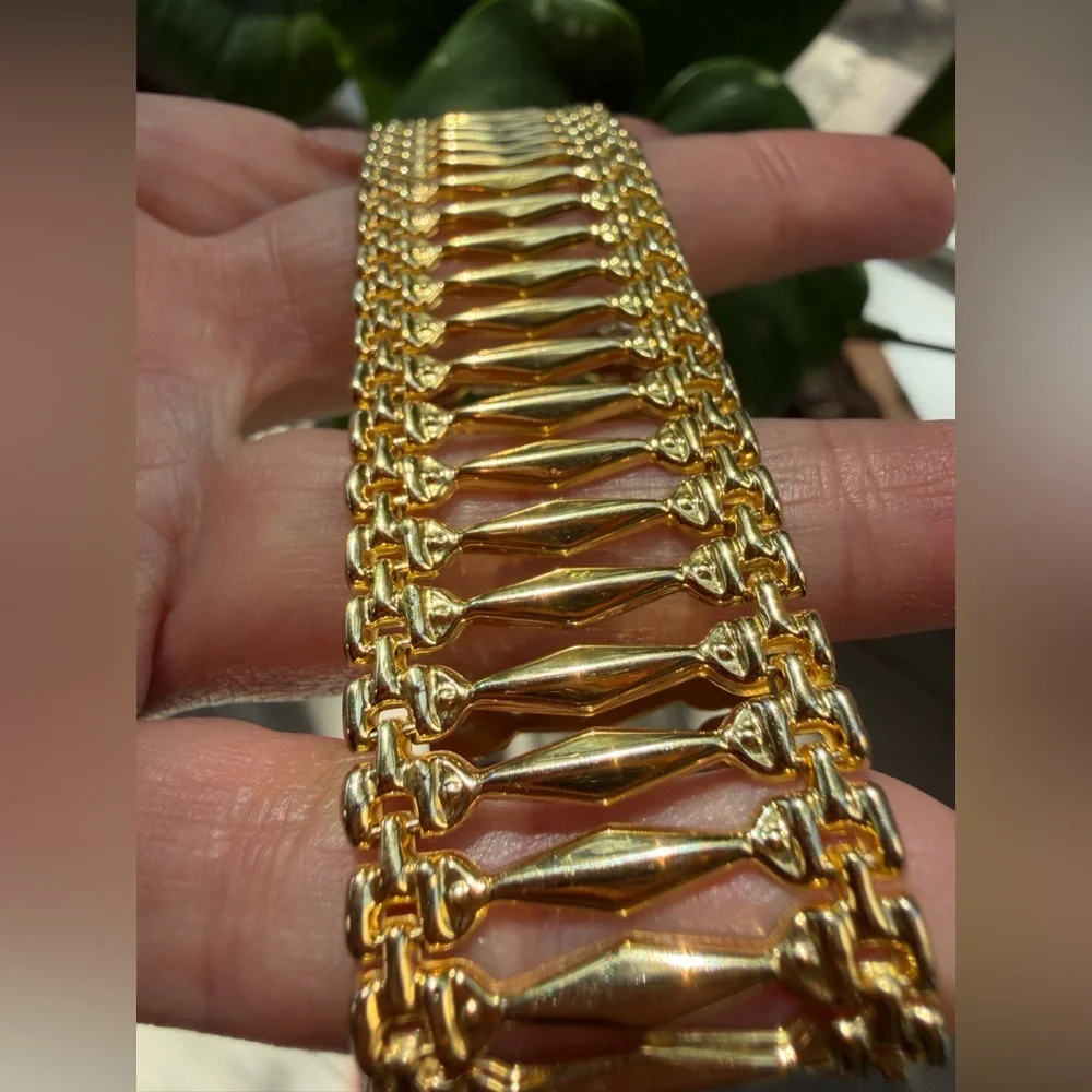Vintage Jacmel Mauritius 18K Gold Vermeil 925 Wide Gate Link Bracelet